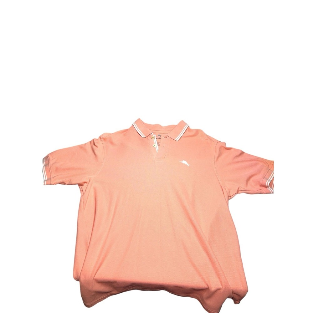 Tommy‎ Bahama Supima Polo Shirt Size Medium Mens Coral Color White Marlin